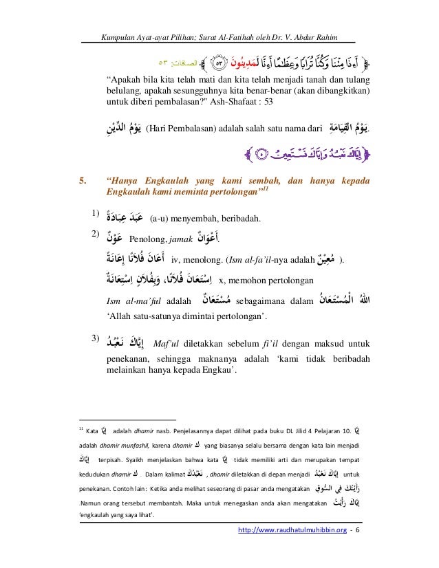 Kumpulan Ayat Ayat Pilihan Surat Al Fatihah