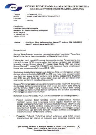 Surat apjii to presiden ri [kasus im2] 20 des 2012