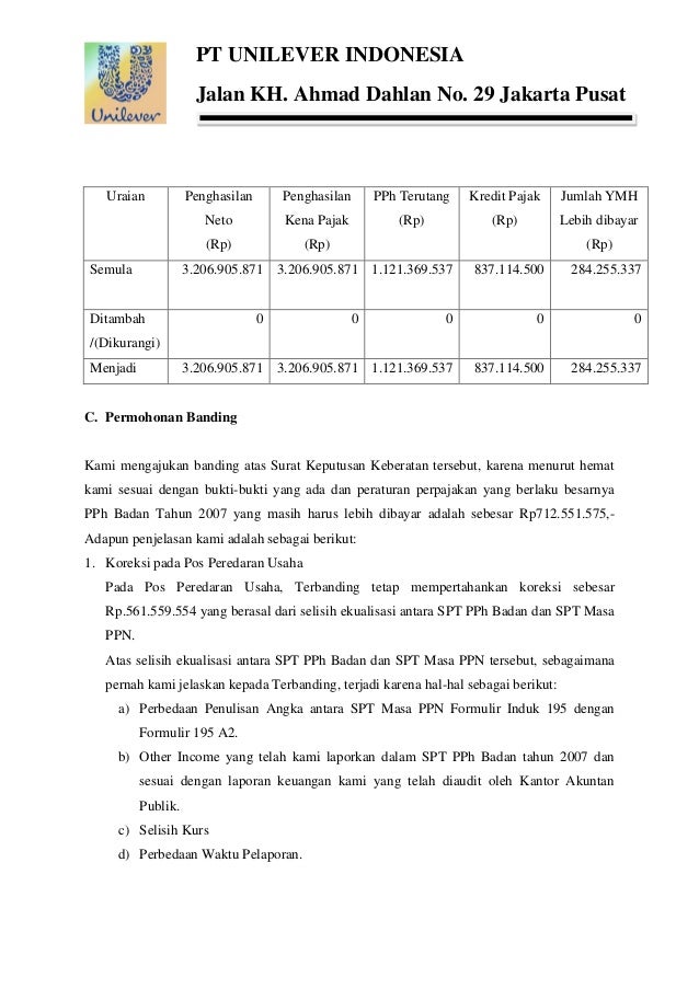 Contoh Surat Banding Pajak (zaka firma aditya/8111410061 
