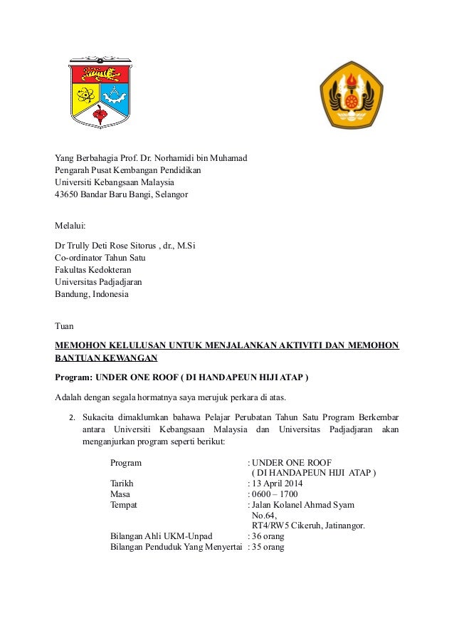 Contoh Surat Mohon Sumbangan Makmal