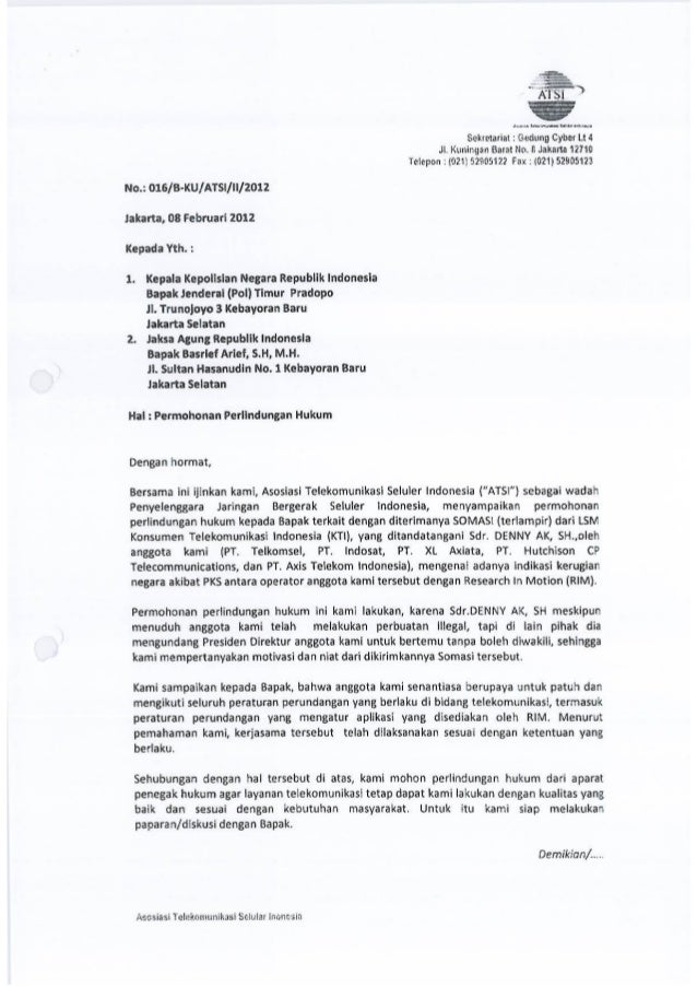 Surat Dari Atsi Permohonan Perlindungan Hukum Feb 12