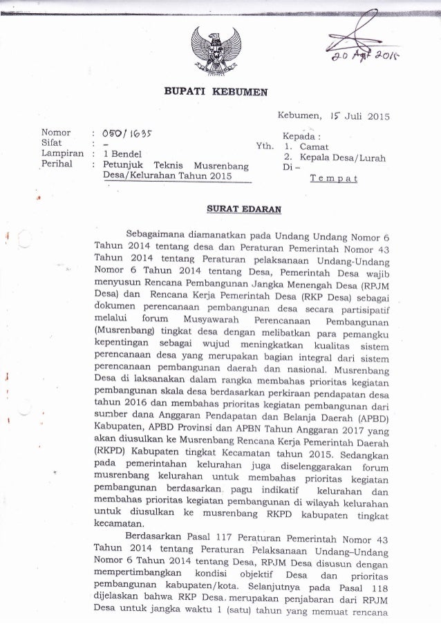 Contoh Undangan Musrenbang Desa – Pigura