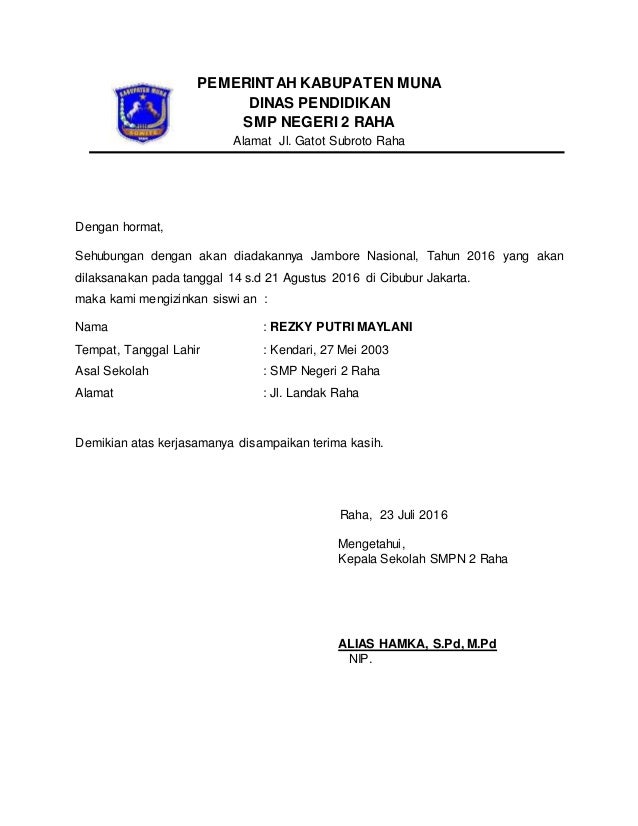 Surat Izin Kepala Sekolah