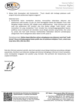 Surat Keberatan Atas Tanggapan Permohonan Informasi Trust Positif