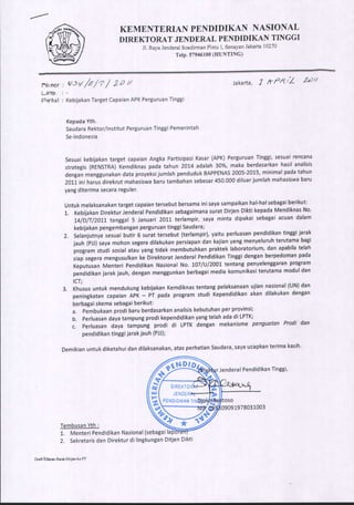 Surat dikti mengenai kebijakan APK