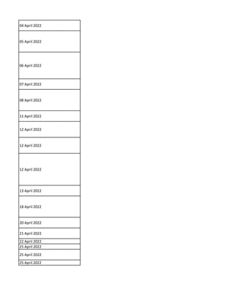 04 April 2022
05 April 2022
06 April 2022
07 April 2022
08 April 2022
11 April 2022
12 April 2022
12 April 2022
12 April 2022
13 April 2022
18 April 2022
20 April 2022
21 April 2022
22 April 2022
25 April 2022
25 April 2022
25 April 2022
 