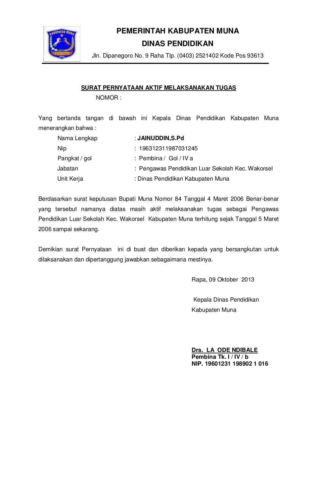 Surat keterangan aktif mengajar