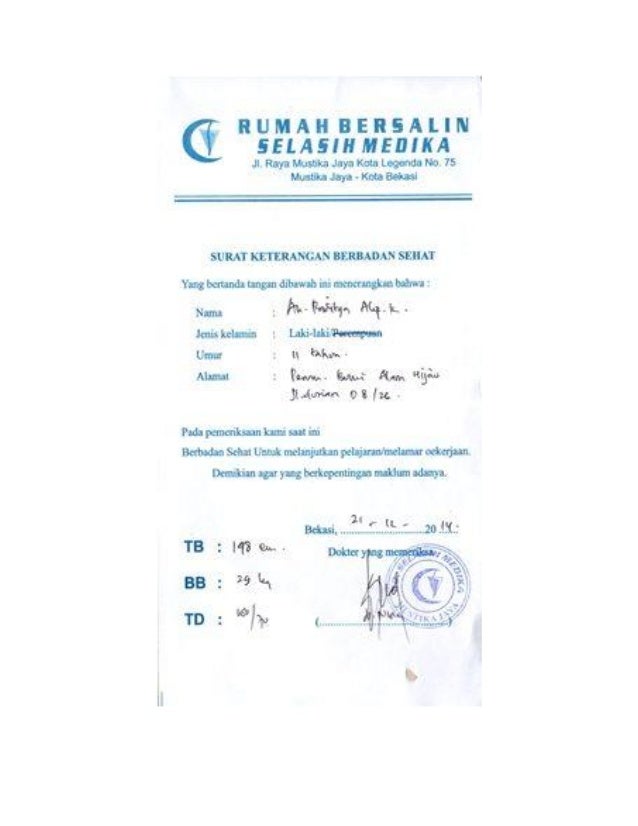 Download Surat Keterangan Sehat Dokter Dan Stempel - Contoh Seputar Surat