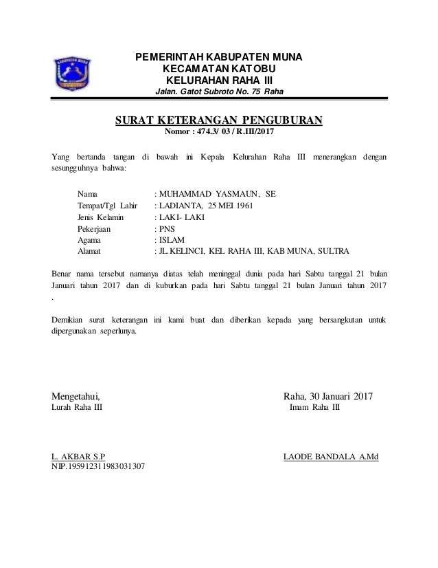 Surat Keterangan Penguburan Taspen