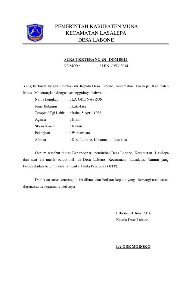 Surat keterangan untuk mendapatkan akta kelahiran