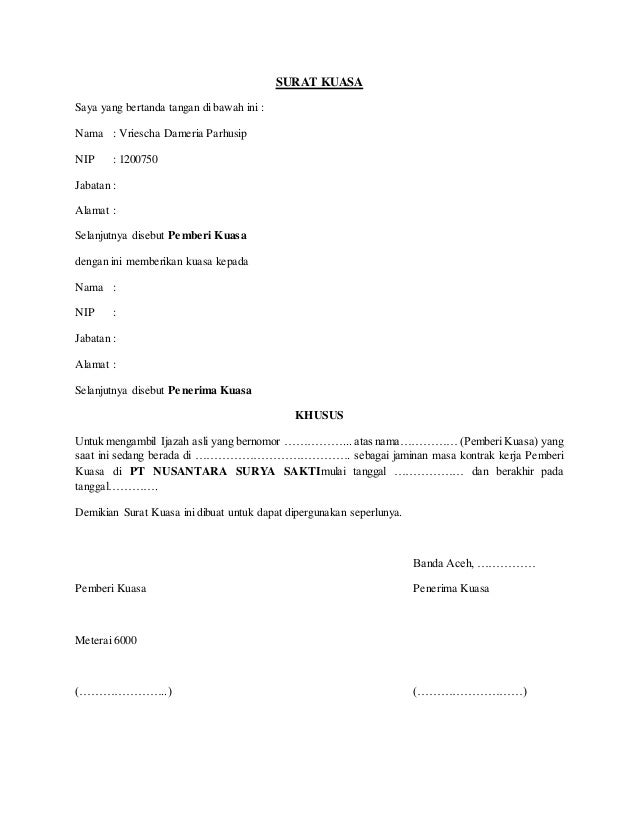Contoh Surat Kuasa Law Firm