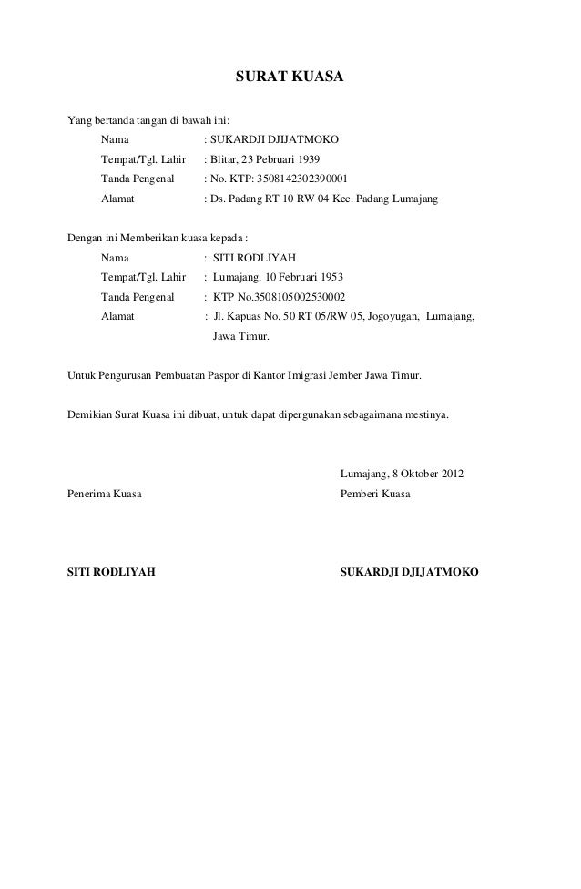 Contoh Surat Kuasa Pembuatan Kartu Perdana - Delinewstv