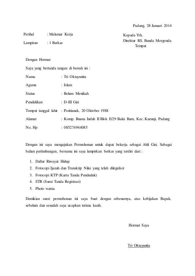 Surat Lamaran Surat Lamaran