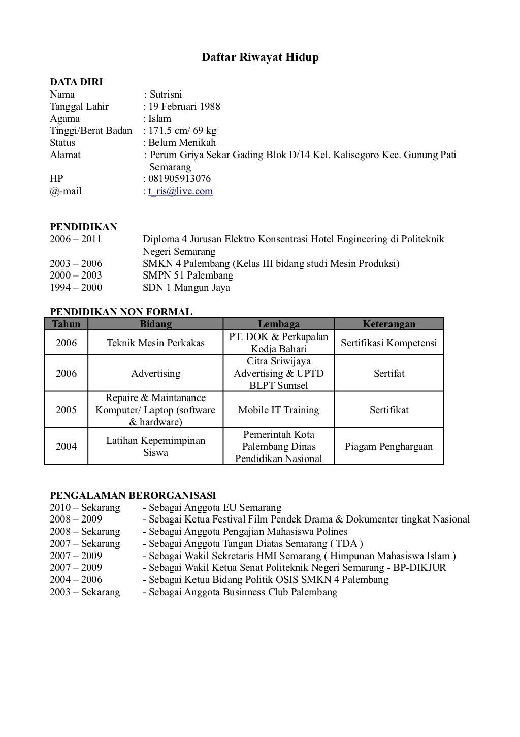 Surat lamaran, cv & surat kelengkapan lainnya