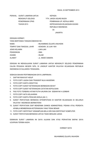 Surat lamaran kerja 2