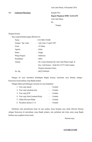 Surat Lamaran Kerja Khairuddin 1