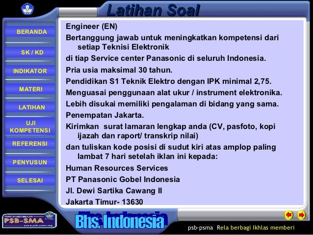 Contoh Surat Lamaran Kerja Pt Panasonic