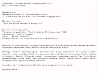 Materi Kelas XII "Surat lamaran pekerjaan"