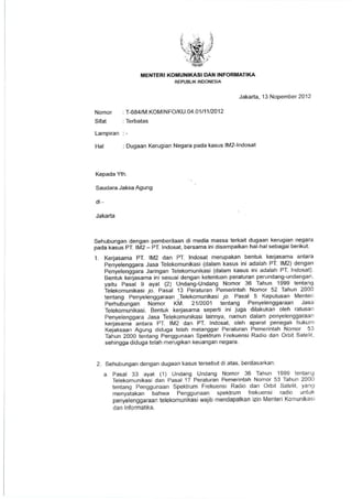 Surat menkominfo ke ja [kasus im2] 13 nov 2012