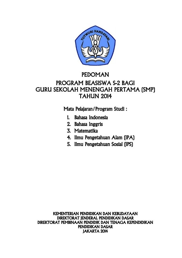 Surat pemberitahuan dan pedoman beasiswa s2 smp