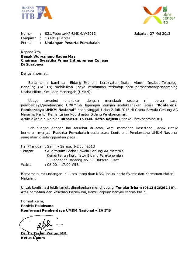 surat pengantar dari panitia konferensi nasional pemberdaya umkm 2013 1 638