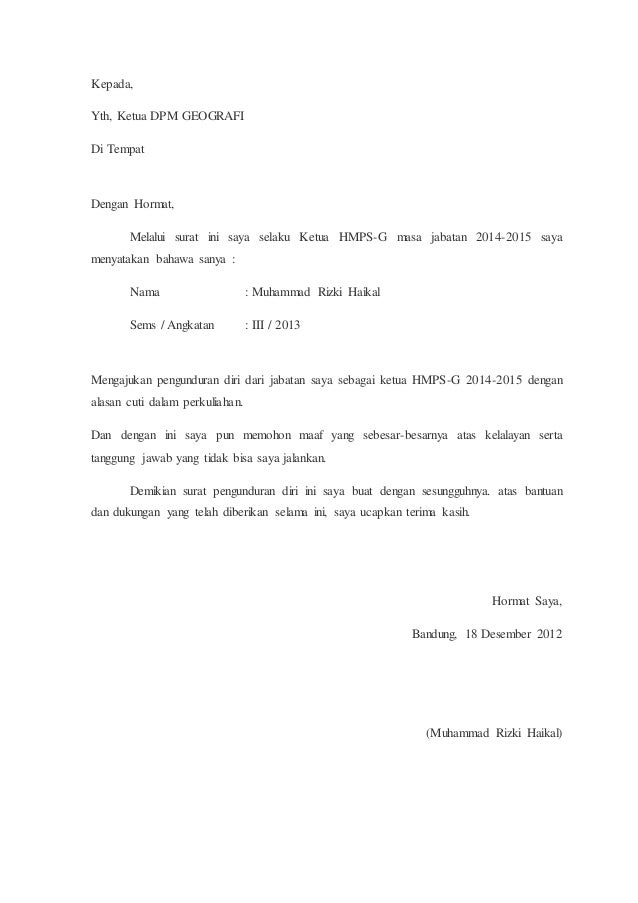 Surat Pengunduran Diri