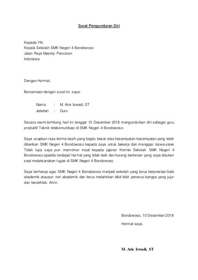Surat pengunduran diri
