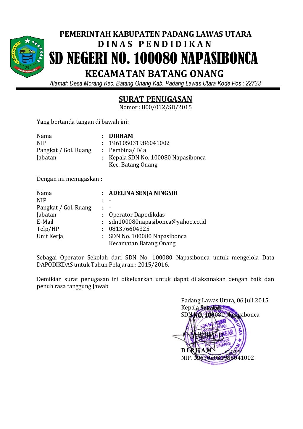 Contoh Sk Dan Surat Tugas Operator Sekolah Tasadmin | Porn Sex Picture