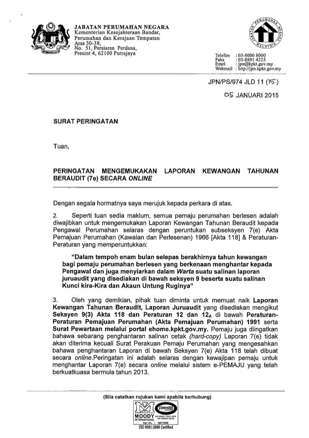 Contoh Surat Rasmi Untuk Kerajaan Malaysia