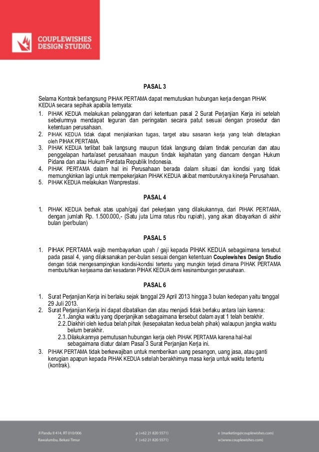 Contoh Surat Kontrak Kerja Proyek