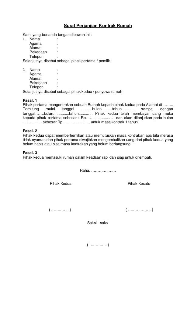 Surat perjanjian kontrak rumah