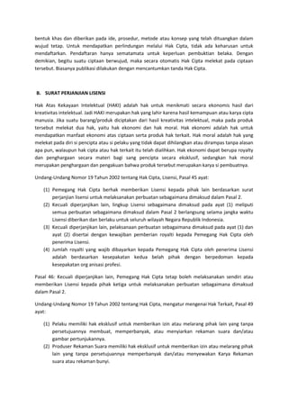 Surat Perjanjian Lisensi Terhadap Pemegang Hak Cipta Kepada Pihak Lain