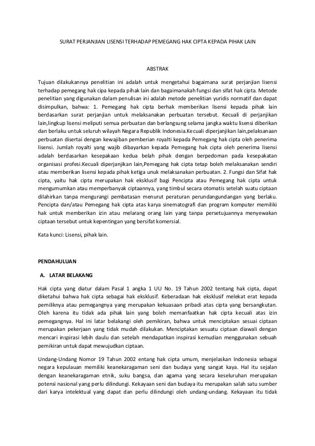 Contoh Surat Pembatalan Lisensi