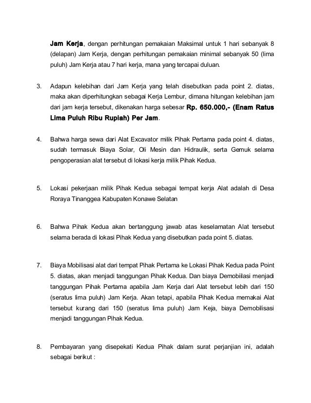 Surat Perjanjian Sewa Menyewa Alat Berat 2