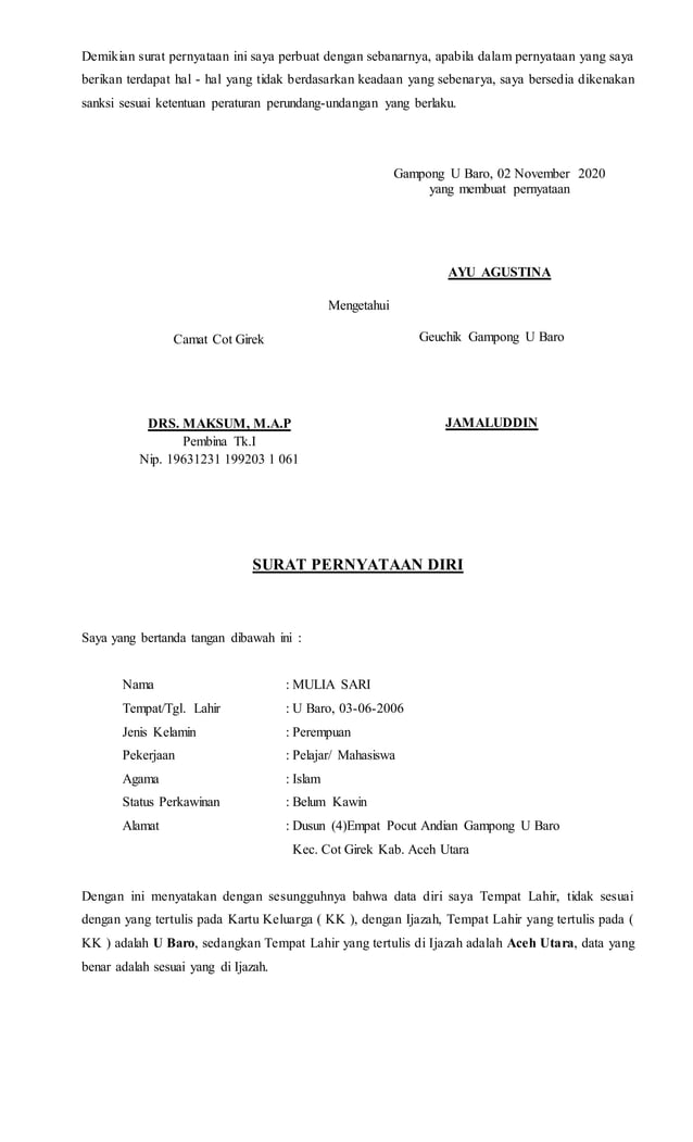 SURAT PERNYATAAN AHLI WARIS