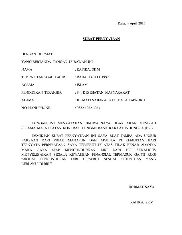 Surat Pernyataan Bri 1 Surat Pernyataan Bri 1