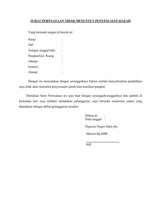 Surat Pernyataan Ijin Belajar