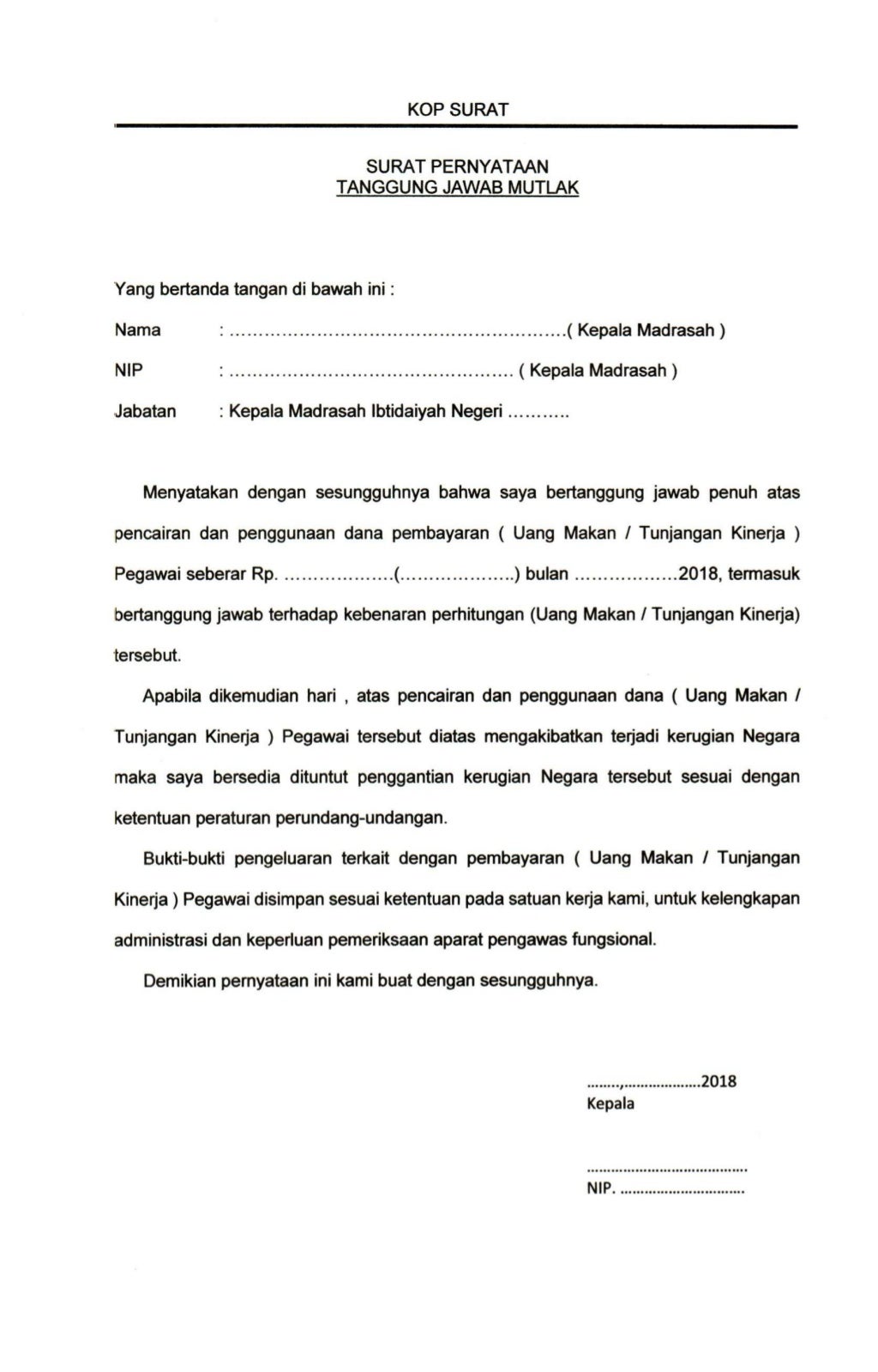 Surat Pernyataan Kinerja Idham - IMAGESEE