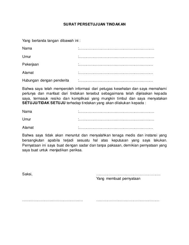 persetujuan tindakan medis persetujuan tindakan medis