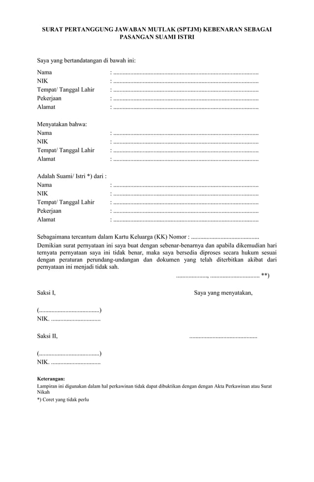 Gambar Surat Pertanggung Jawaban Mutlak (SPTJM)