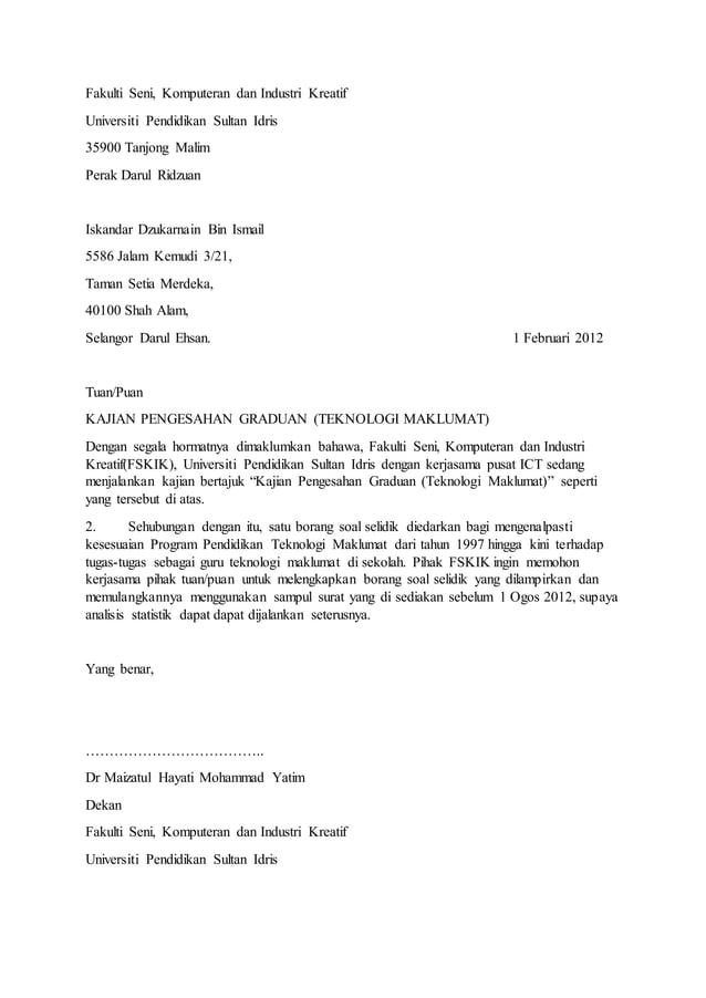 Surat rasmi fskik | PDF