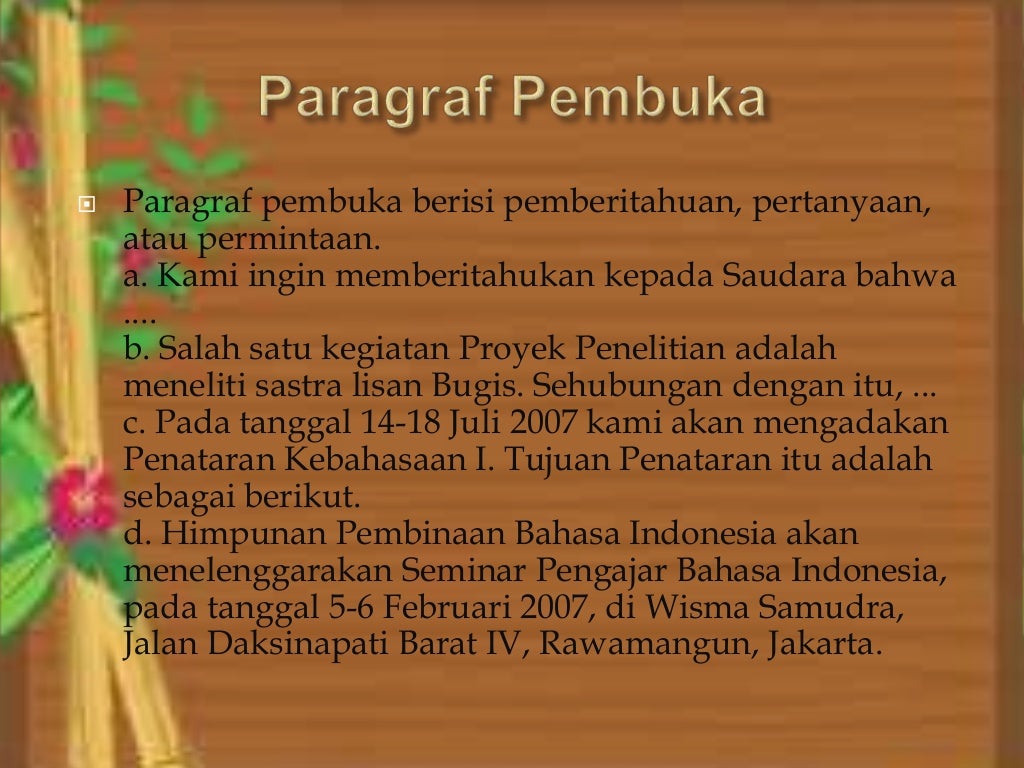 Bahasa Indonesia, surat resmi