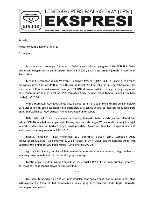 surat terbuka kepada rektor uny surat terbuka kepada rektor uny