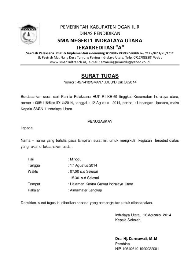 Surat tugas siswa