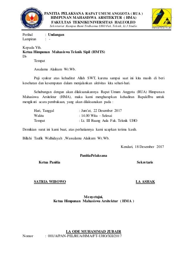 Surat untuk ketua himpunan teknik