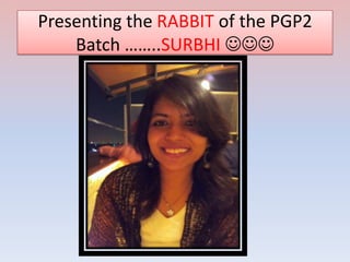 Presenting the RABBIT of the PGP2
    Batch ……..SURBHI 
 