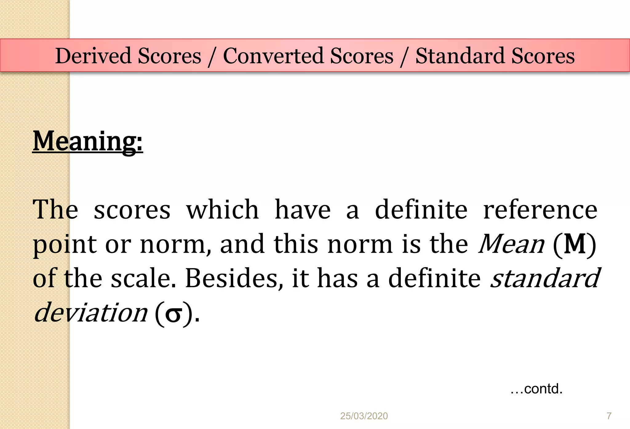 Scaling Z-scores T-scores C-scores | PPTX