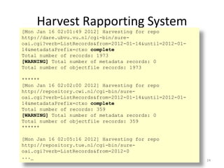Harvest Rapporting System
[Mon Jan 16 02:01:49 2012] Harvesting for repo
http://dare.ubvu.vu.nl/cgi-bin/sure-
oai.cgi?verb...
