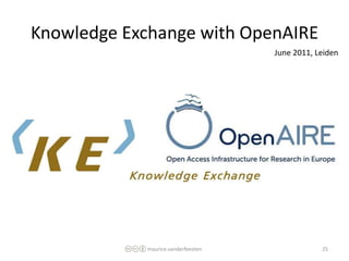 Knowledge Exchange with OpenAIRE
                                    June 2011, Leiden




            maurice.vanderfeest...