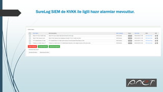 SureLog SIEM de KVKK ile ilgili hazır alarmlar mevcuttur.
 